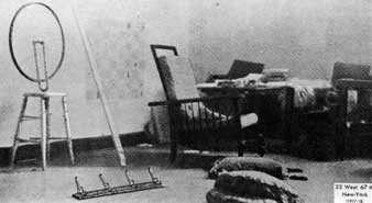 Fig. 10. Marcel Duchamp's studio, 33 West 67th Street, New York, ca. 1917- 1918. Photograph reproduced in the Boite-en-Valise, 1941-1942. Philadelphia Museum of Art, The Louise and Walter Arensberg Collection.