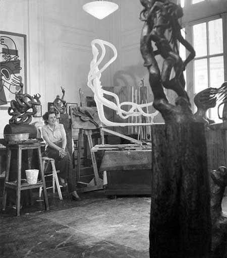 Fig. 1. Anonymous, Maria Martins in her New York studio, c.1946, Gelatin-silver print, courtesy of Francis M. Naumann Fine Art, New York