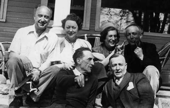 Marcel Duchamp's Letters to Maria Martins. Photo: back row: Yves Tanguy, Kay Sage, Maria Martins, Enrico Donati; front row: Marcel Duchamp, Frederick Kiesler. - Woodburry, Connecticut 1947. (1943?)