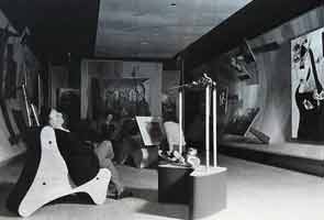 Berenice Abbott (American, 1898-1991). Frederick Kiesler's Surrealist Gallery at Art of This Century, New York, 1942. At center is Paul Delvaux's painting The Break of Day (L'Aurore).