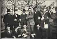 Writers involved with the magazine Others. (Front row, L-R: Alison Hartpence, Afred Kreymborg, WCW, Skip Cannell; Back row, L-R: Jean Crotti, Marcel Duchamp, Walter Arensberg, Man Ray, R.A. Sanborn, Maxwell Bodenheim.)