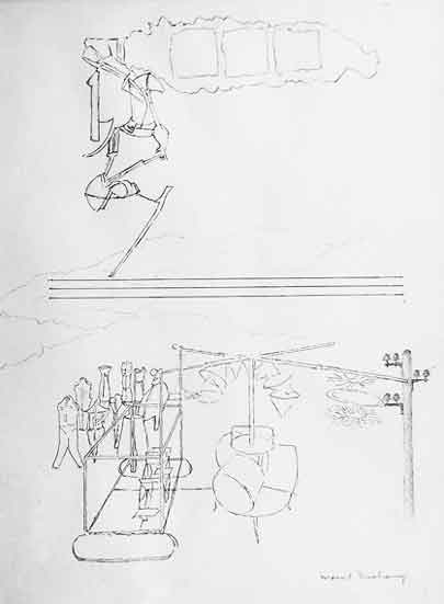 Marcel Duchamp; Cols alités (Bedridden Mountains), 1959 - Ink and pencil on paper, 32,1 × 24,4 cm