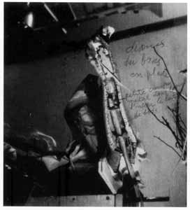 Marcel Duchamp; Polaroid photograph of the left arm of the mannequin, showing the wire that runs up the back, from the Manual of Instructions, 1966.
