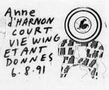 Ray Johnson. Anne d'Harnoncourt Viewing Étant donnés, 1991. Photocopy and ink on paper, 21.6 × 27.9 cm. Collection of William S. Wilson, New York.