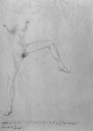 Marcel Duchamp. Étant donnés: Maria, la chute d΄eau, et le gaz d΄éclairage, 1946. Pencil on paper, 40 × 29 cm. Moderna Museet, Stockholm. Gift, 1985, dedicated to Ulf Linde from Tomas Fischer.