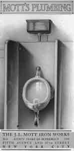 Porcelain lipped urinal, Panama model, from the J. L. Mott Iron Works, Motts Plumbing Fixtures Catalogue 'A,' New York, 1909.