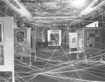 Marcel Duchamp. Installation of the mile of string for the exhibition First Papers of Surrealism, Art of This Century, New York, October 14-November 7, 1942. Philadelphia Museum of Art.
