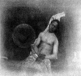 Hippolyte Bayard, Self-Portrait as a Drowned Man, 1840 (direct positive print). title