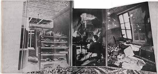 Frederick Kiesler: Poème espace dédié à H(ieronymous) Duchamp, photomontage in View, 1945. Recognizable on the shelf, top left, is the Bordeaux bottle prepared by Duchamp for the View cover.